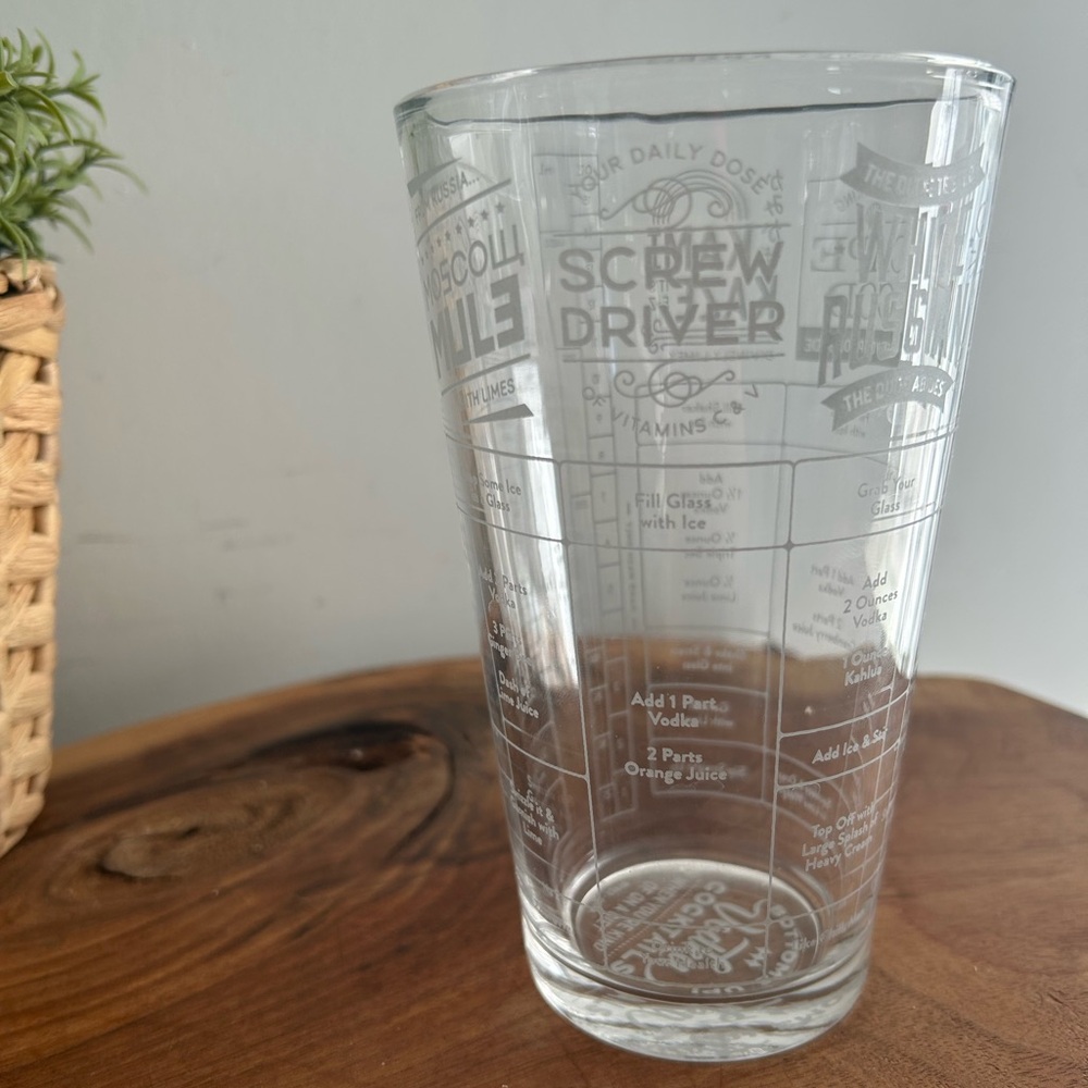 Clear Cocktail Recipe Mixing Glass - Printed Drinkware